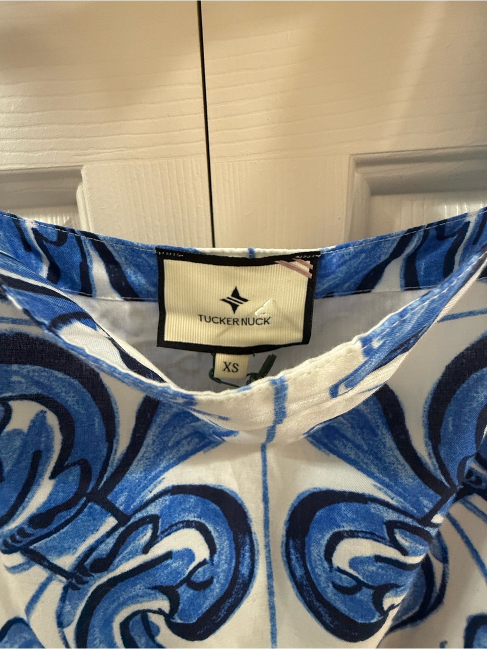 Tuckernuck Tilly Caftan Majolica Tile Blue Cotton Maxi Dress XS NWT - Picture 6 of 12